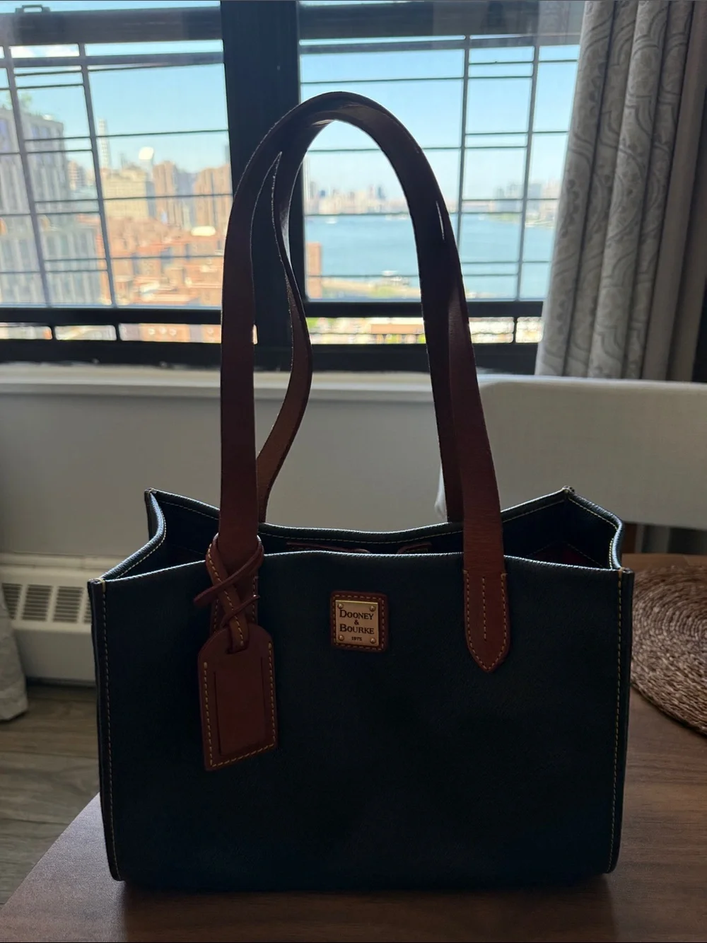 Dooney & Bourke Dark Brown with Leather-Trim Medium Tote Bag - Picture 1 of 7